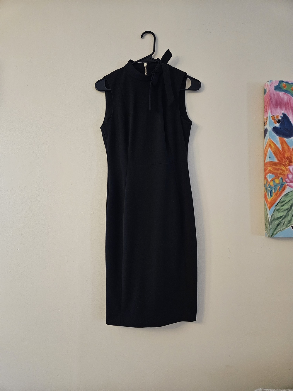 Calvin Klein Classic Black Sleeveless Tie Side Neck Detailed Dress